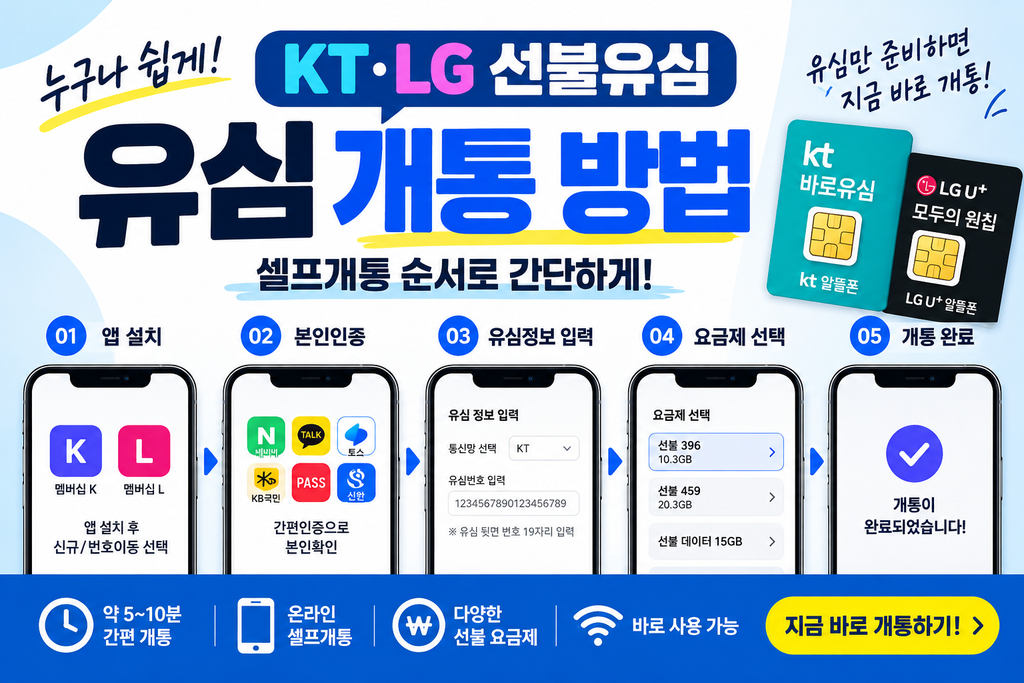 KT LG 선불유심 셀프개통 순서와 유심 개통 방법