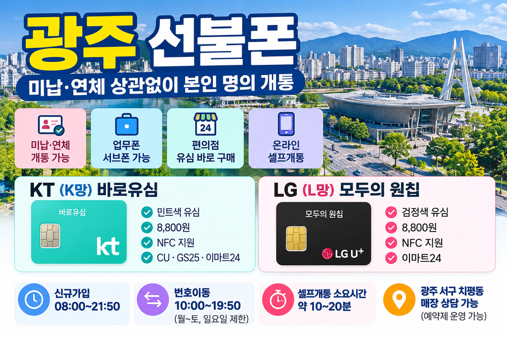 광주 선불폰 개통 미납 연체 업무폰 셀프개통 안내